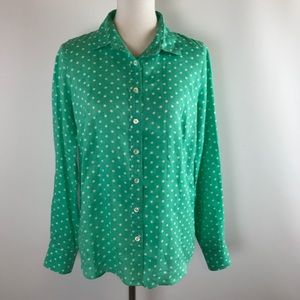 J.Crew "Perfect Shirt" 100% Linen Polka Dot Top